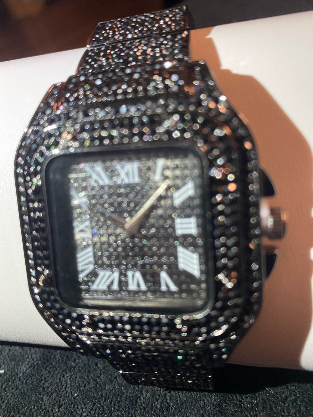 Watch with black ice lab stones